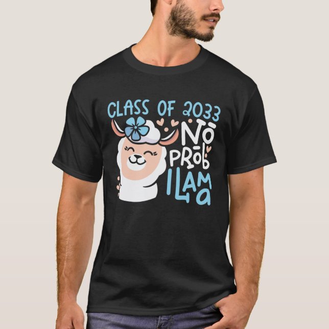 Klass 2033 Inget Prob Llama Väx Med Mig Pre K Gra T Shirt (Framsida)