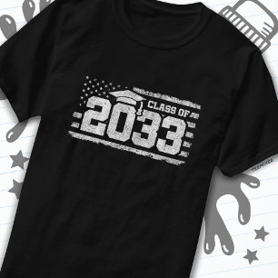 Klass 2033 Studenten American Flagga Senior 2033 T Shirt