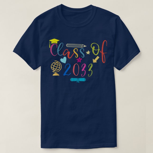 Klass 2033 - tillväxt med mig Studenten första dag T Shirt (Design framsida)