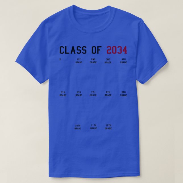Klass 2034 Grow med Me 2034 Studenten Handpr T Shirt (Design framsida)