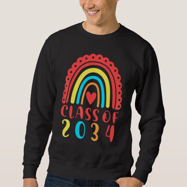 Klass 2034 Rainbow Förskola Förskoleklass Bak  Lång Ärmad Tröja (Framsida)