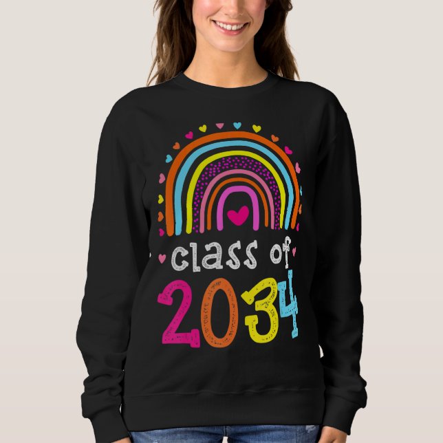 Klass 2034: Regnbågsliknande Rosa Student Preschoo T Shirt (Framsida)