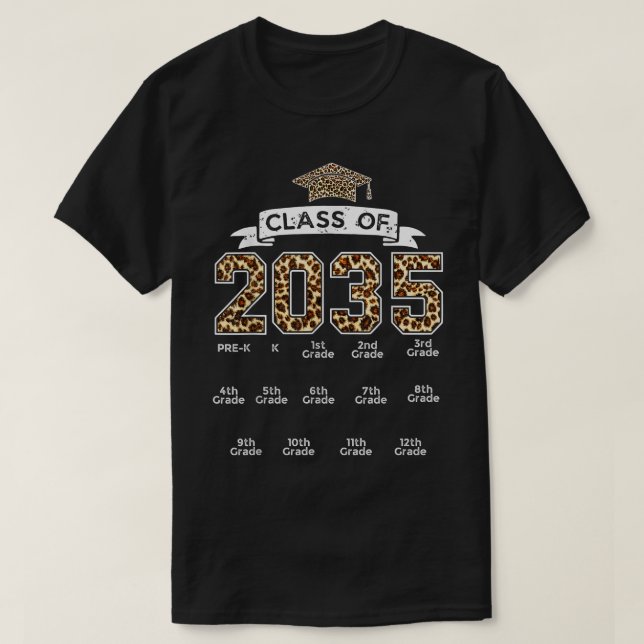 Klass 2035 Grow med mig Handprint Leopard PreK T Shirt (Design framsida)