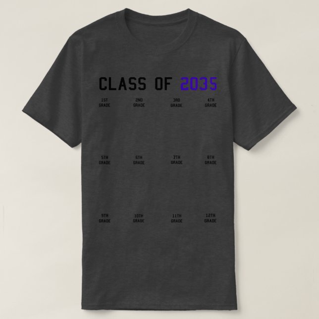 Klass 2035 Grow with Me Studenten First Day Ha T Shirt (Design framsida)