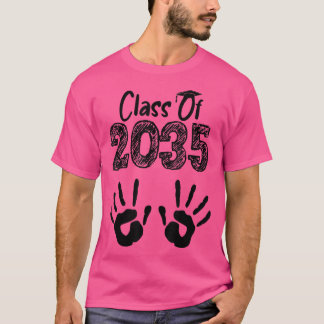 Klass 2035 - tillväxt med min handavtryck på baksi t shirt