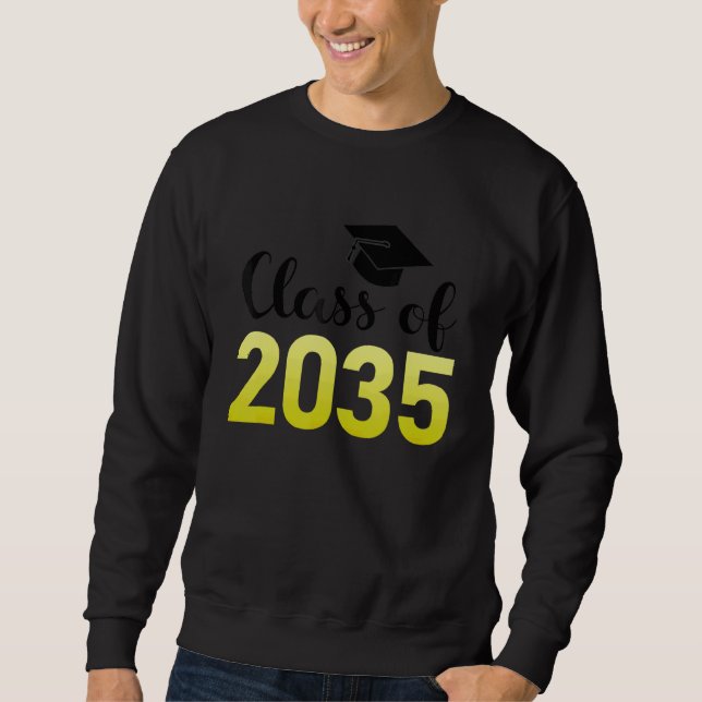 Klass 2035 - tillväxt med mina handavtryck går på  lång ärmad tröja (Framsida)