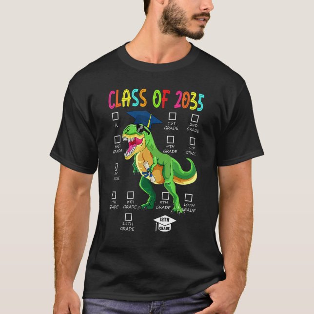 Klass 2035 Väx mig För K Förskola Dinosaurie T Shirt (Framsida)