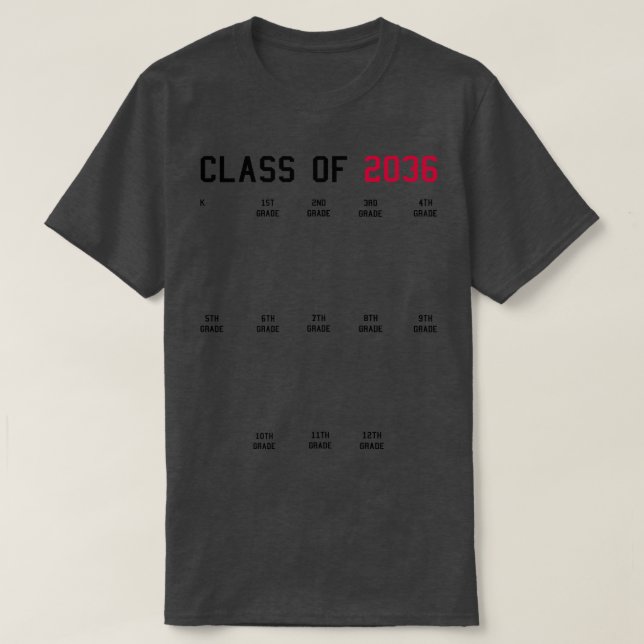 Klass 2036 Grow with Me Studenten First Day Ha T Shirt (Design framsida)