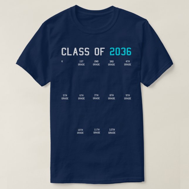 Klass 2036 Grow with Me Studenten First Day Ha T Shirt (Design framsida)