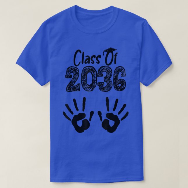 Klass 2036 - tillväxt med mitt handavtryck bakåt t shirt (Design framsida)