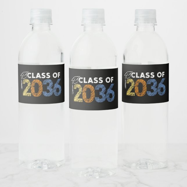 Klass 2036 Väx Med Mig Första Skoldagen  Vattenflaskor Etikett (Flaskor)