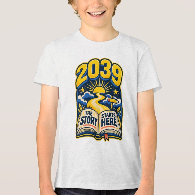 Klass 2039 Bokberättelse Börjar Här T Shirt (Framsida)