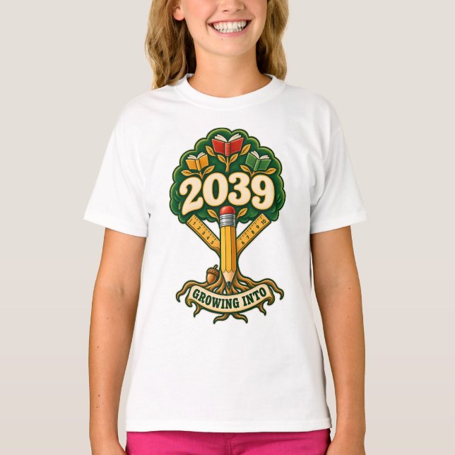 Klass 2039 Pennings Träd för Lärande T Shirt (Framsida)