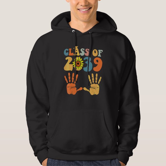 Klass 2039 Väx Med Mig Handavtryck Pre K 12:e klas Hoodie (Framsida)