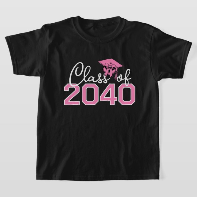 Klass 2040 Väx med mig Examen Rosa Bow T Shirt (Laydown)