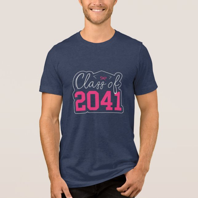 Klass 2041 Studenten Design - Rosa & vit Sch T Shirt (Framsida)