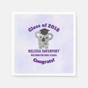 Klass 20xx Cute Koala Bear i Grad Cap Gratulerar Pappersservett