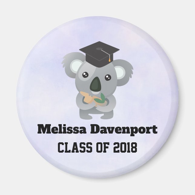 Klass 20xx Cute Koala Bear i Studentmössa Magnet (Framsidan)