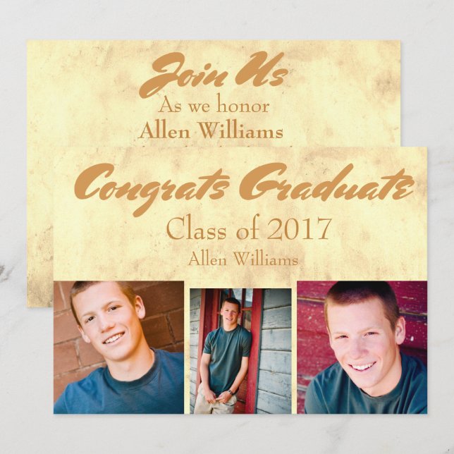 Klass 20XX Guld Student Inbjudningar (Fram/baksida)