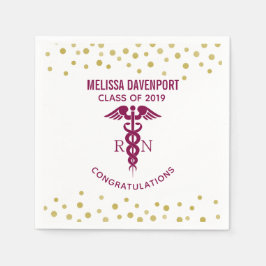 Klass 20xx Red Caduceus RN Symbol Studenten Pappersservett