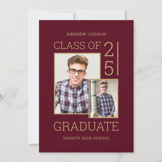 Klass 26 Foto & Bio Burgundy Guld Öppet Hus Inbjudningar (Framsida)