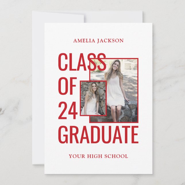 Klass 26 Röda Vita 2 Foto Öppet Hus Inbjudningar (Framsida)