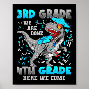 klass 3:e Studenten Dinosaur T-rex 4:e Klass här Poster