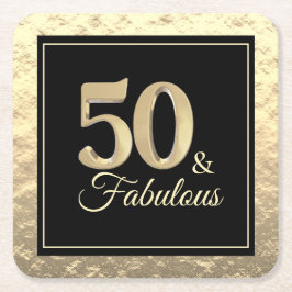 Klass 50 & Fabulous Guld Birthday Underlägg Papper Kvadrat