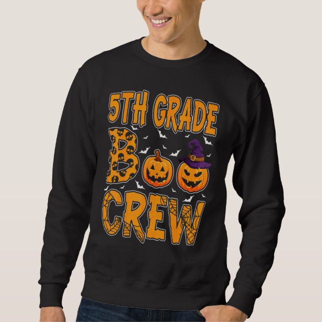Klass 5 Boo Crew Lärare Elev Halloween-kostym Lång Ärmad Tröja (Framsida)