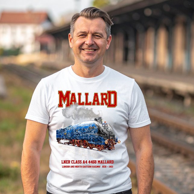 Klass A4 Mallard - Världens snabbaste ånglok T Shirt (Class A4 Mallard - World Fastest Steam Locomotive. Mens Basic T-Shirt)