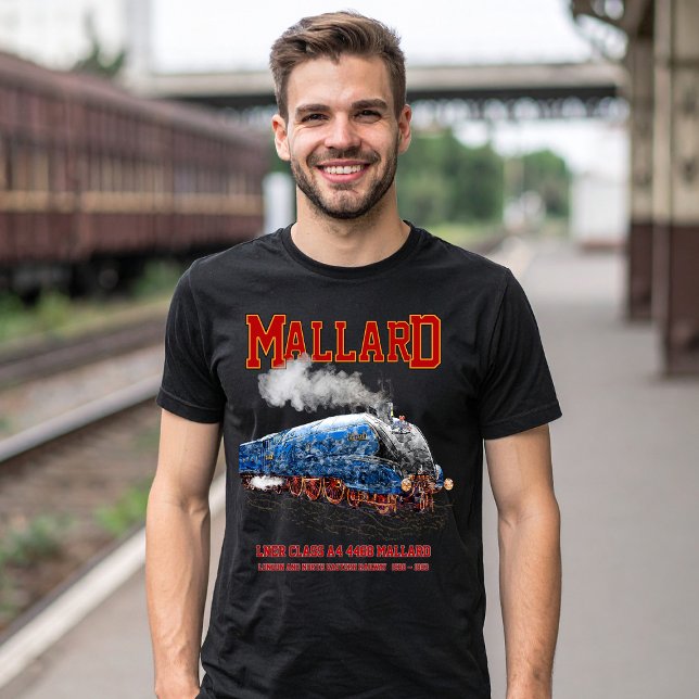 Klass A4 Mallard - Världens snabbaste ånglok T Shirt (Class A4 Mallard - World Fastest Steam Locomotive. Mens Basic T-Shirt)