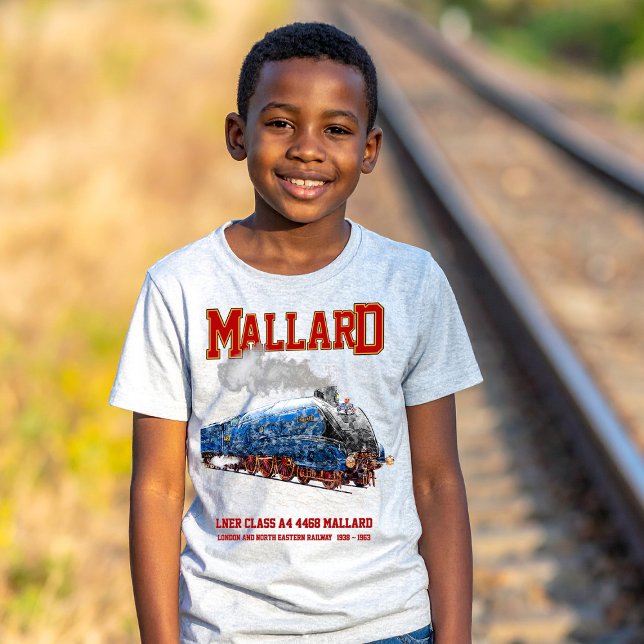 Klass A4 Mallard - Världens snabbaste ånglok T Shirt (Class A4 Mallard - World Fastest Steam Locomotive. Boy Basic T-Shirt)