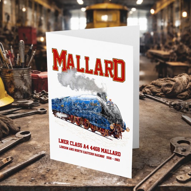 Klass A4 Mallard - Världens snabbaste ånglok Tack Kort (Class A4 Mallard - World Fastest Steam Locomotive. Thank You Card)