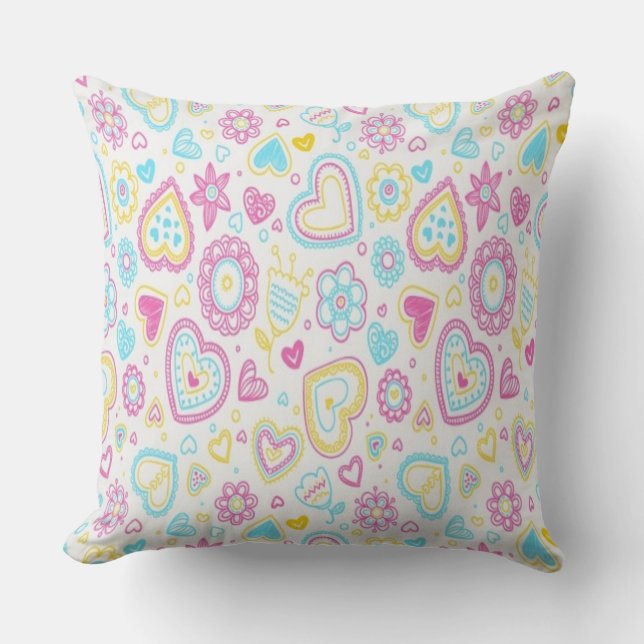 Klass A Bomull Dekorativ kudde/Hearts och Flowers Kudde (Framsida)