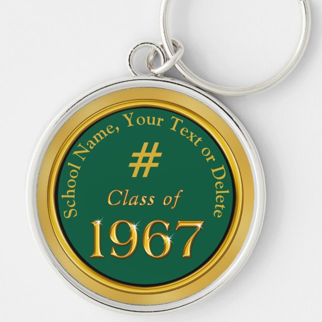 Klass av 1967: Reunion ger FÄRG och text Rund Silverfärgad Nyckelring (Framsidan)