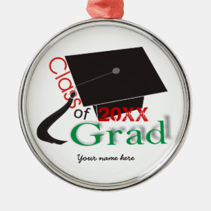 Klass av 2012 grönt Grad Studentmössa Julgransprydnad Metall