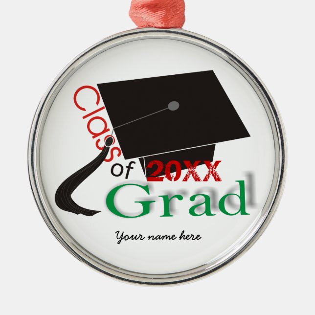 Klass av 2012 grönt Grad Studentmössa Julgransprydnad Metall (Framsidan)