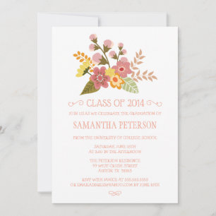 Klass av 2014 blommigt bouquet-studentfest inbjudningar