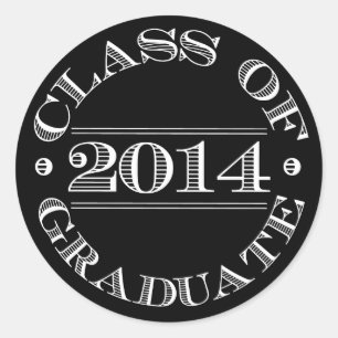 Klass av 2014 Studenten Sticker Black Vit Runt Klistermärke