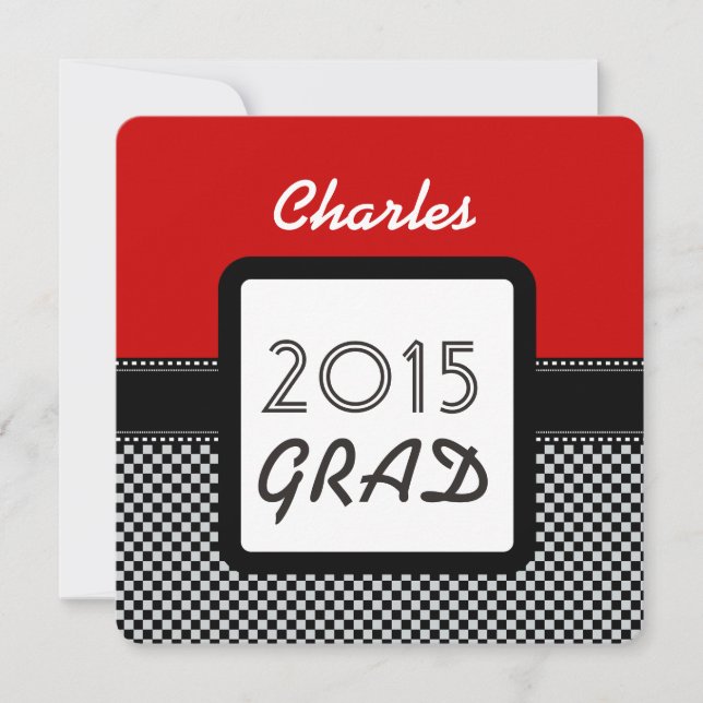 Klass av 2015 eller ÅR Röda svarta kontroller A10A Inbjudningar (Framsida)