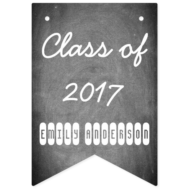 Klass av 2017 Black White Chalkboard Typography Vimplar (Första flaggan)