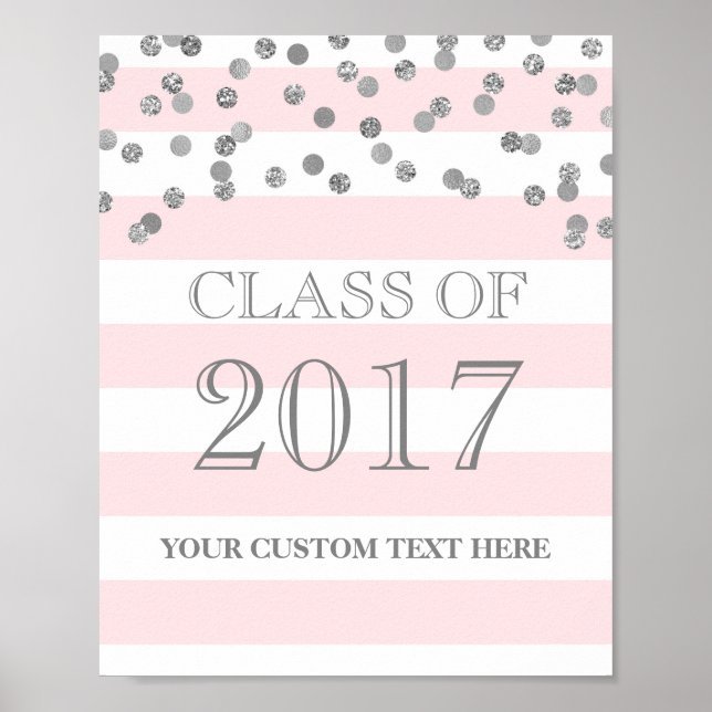 Klass av 2017  för Grad Sign Silver Confetti Poster (Framsidan)