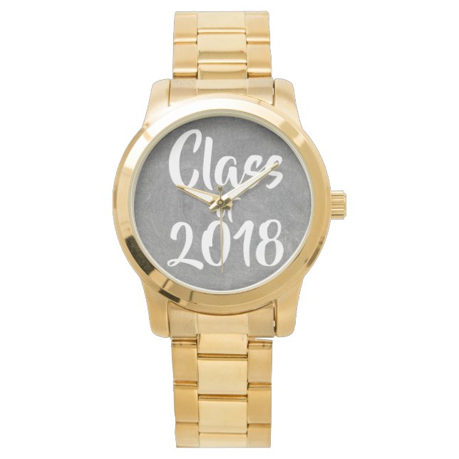 Klass av 2018 Black White Chalkboard Typography Armbandsur (Framsida)