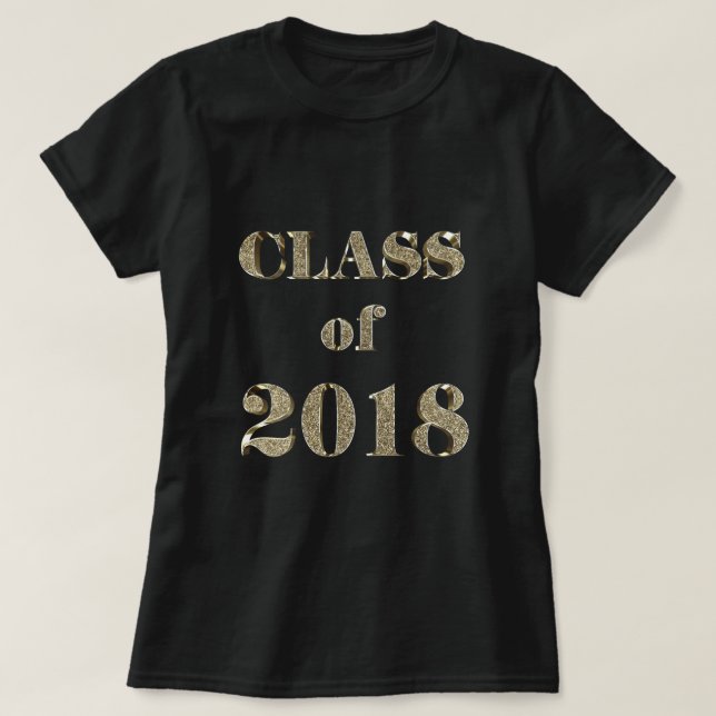 Klass av 2018 Elegant Guld Glitter Typografi Tee (Design framsida)