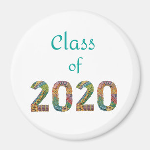 Klass av 2020 färgstarka siffror magnet
