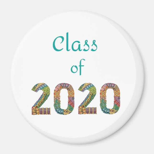 Klass av 2020 färgstarka siffror, magnet (Framsidan)
