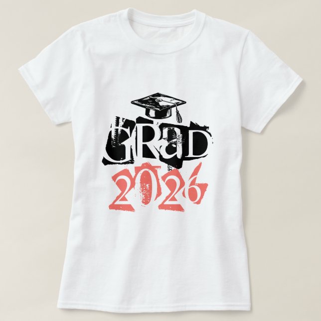 Klass av 2020 grad koralltypografi studenten t shirt (Design framsida)