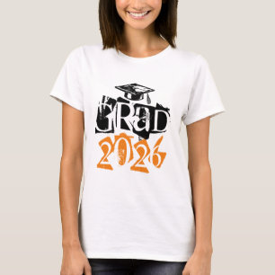 Klass av 2020-grad orange-typografi studenten t shirt