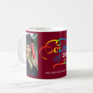 Klass av 2020-Student fotokollage Burgundy Kaffemugg