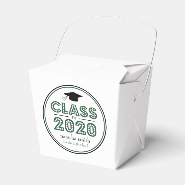 Klass av 2020 Studenten Favor Boxes (Emerald) Presentaskar (Framsidan Sidan)